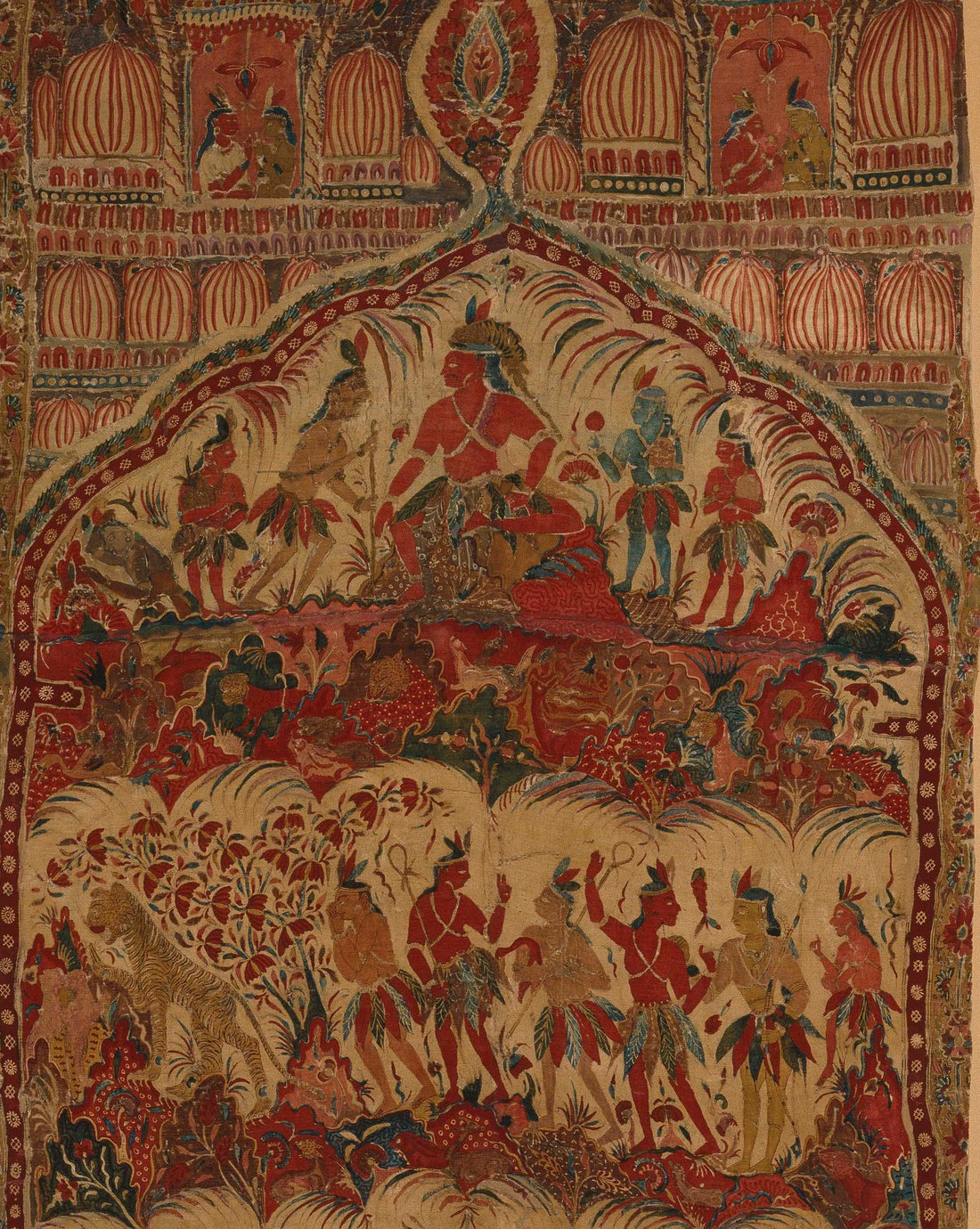 Pulicat workshop, fragment of a wall hanging depicting forest-dwelling people, c. 1610-1620 Brooklyn Museum (14.719.6) Photo Brooklyn Museum