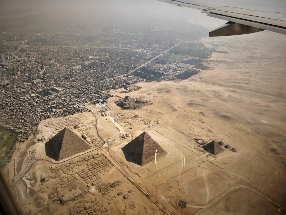 Aerial view of the pyramids of Giza