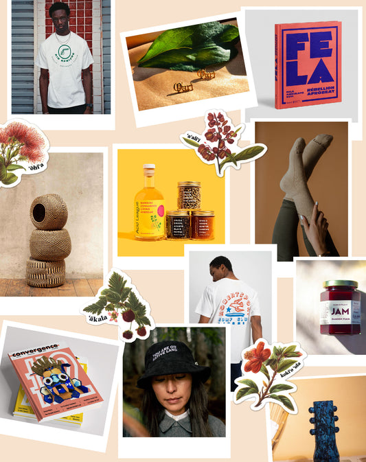 Board with the gifts from the Convergence Magazine holidays gift guide
